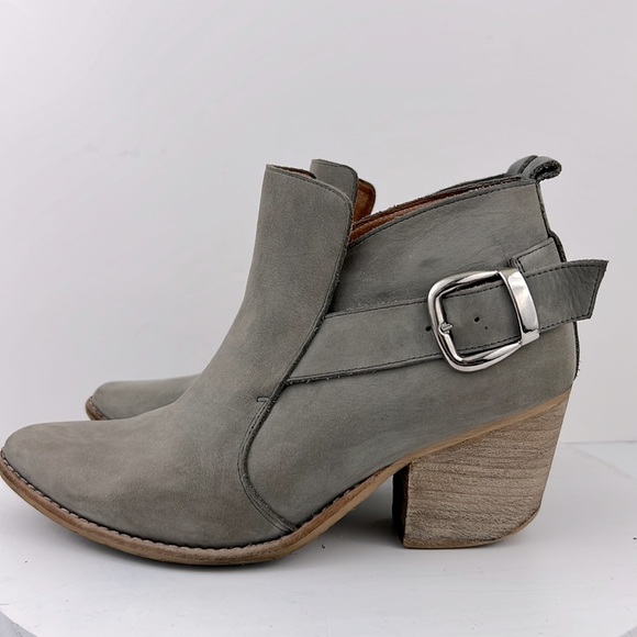 Jeffrey Campbell Womens Jonas Grey Leather Ankle Booties Chunky Block Heel 8.5 - Picture 4 of 9